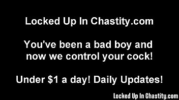 Locked in chastity by a bossy coworker