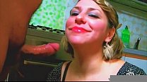 girlfriend plays with cum in mouth