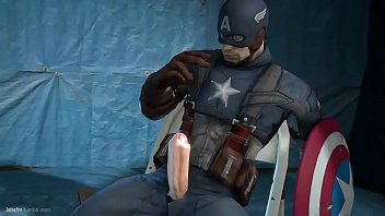 Captain America streichelt seinen großen weißen Schwanz