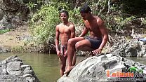 Latin twink studs get horny splashing in the river
