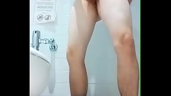 Hung trucker with huge balls cums in restroom - hornycamguys.com