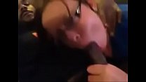 Sexy white chick with glasses sucking black dick