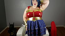 BBW Alexxxis Allure cums with her hitachi dressed as a super hero