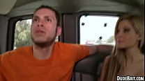 A hot stud gets tricked into a gay blowjob in a van