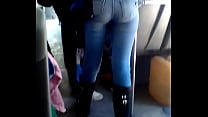 Teen's booty in the transport screams for cock