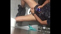 Straight guy masturbating in public bathroom