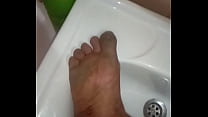 Solo amateur  masturbation, cumshot on dirty feet