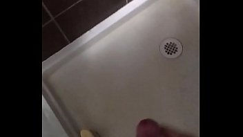 Big load from uncut cock in shower