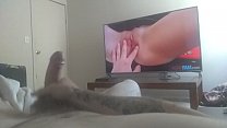 Ducky7707 precums while masturbating while watching porn