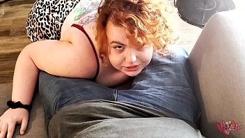 redhead sucking off and taking his creampie