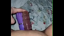 Wife fucks herself with her friends 2 dildos