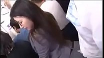 Japanese girl in suit getting fucked on the bus