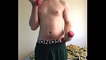 Young Aussie Guy Works Out In Basketball Shorts