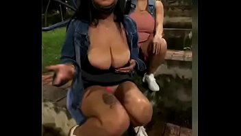 Busty Mifl Latina flash tits in public