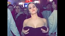 Pretty girl in dress flashes tits