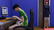 Belle-mère japonaise surprend son beau-fils en train de se masturber devant un ordinateur