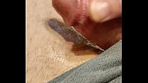 Old Amatuer Guy Rubs Cock Against Thigh After Hours Of Edging