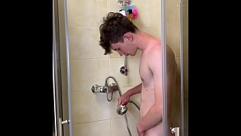 Skinny Boy with Big Dick take Warm Shower / Boy / Uncut / /