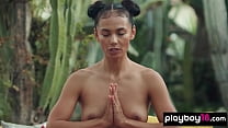Busty MILF Daniella Smith and a teen introducing some erotic yoga practices