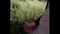 Naked with big dick in woods