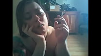 BBW Tina Snua Chain Smoking 2 Lucky Strike Cigarettes With Wet Hair
