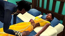 Il fratellastro indiano assonnato è andato nella stanza di sua sorella e si è sdraiato a letto accanto a lei incapace di trattenersi dall'arrampicarsi su di lei e offrirle sesso orale - Indian Sex