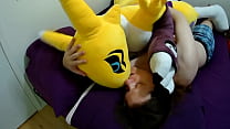 Making out with life-sized Renamon plush