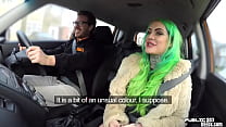 Curvy british driving student sucking dick in public