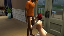 Милфа трахает доставщика, пока муж спит (The Sims | 3D хентай)