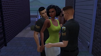 Чернокожая барменша развлекает двух копов в переулке (Промо) | The Sims / 3D Хентай