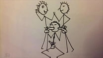 Animación de stickman corta de un joven en forma dando a dos chicos una mamada divertida caricatura en stop motion de A55B4Nd1T