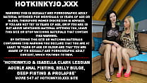 Hotkinkyjo & Isabella Clark lesbisches Doppel-Analfisting, Bauchbeule, tiefes Fisting & Prolaps