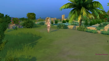 Sims 4 Rubia inocente follada por un extraño en una isla junto a la piscina, mi voz real