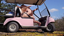 ALMOST CAUGHT!! Wife fucked on campground nature trail, finished off on her pink golf cart - Becky Tailorxxx