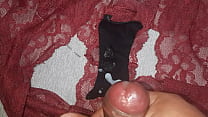 Good jet of semen in my friend's cherry panties
