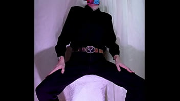 Vegas Cowboy Cumshot, He straddled the chair in high heel cowboyb boots and buffed his cock until he cums.
