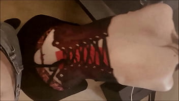 Amoul Solo, 855 - White Slut, Red and Black Thong and Corset, Spandex Pants, Heels, Blowjob, POV, Doggy Style, Rimming