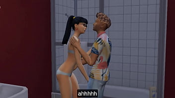 Jeune couple asiatique baise fort dans la salle de bain puis dans la chambre