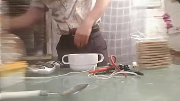 Full video of spooning dick and electrified balls in coffee until cumshot