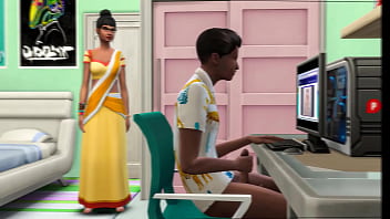印度继母抓住她的继子在电脑前手淫观看色情影片 || 成人影片 || 色情电影