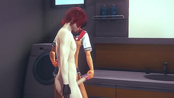 Yaoi Femboy - Simon sex in washroom - Sissy crossdress Japanese Asian Manga Anime Film  Game Porn Gay
