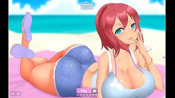 Oppai Muse [ Hentai Games PornPlay ] Ep.1 Undressing a redhead on the beach then a gamer girl and a sexy waifu brunette housewife with gigantic tits