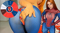Mary Jane de spider man cosplay avec la roue du jeu sexuel gros seins rebondissant et plug anal ESSAYEZ DE NE PAS CUM