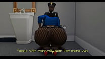 Big Black Ass Officer gefickt, während Ehemann wartet