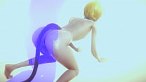 Yaoi Femboy - Sexy blonder Catboy beim Sex - japanischer asiatischer Manga-Anime-Filmspiel-Porno