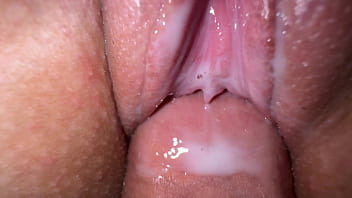 Extremely close up fuck with bestie husband, tight creamy pussy and cum smear