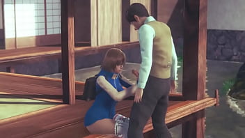 Doa lady cosplay fa sesso con un uomo in un gameplay hentai di una casa giapponese