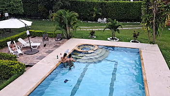 The party ends with a fuck in the pool. Part 2. Nobody notices what we do