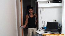 Three asian twink teens give each other head