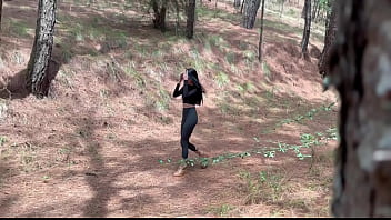 Karol Smith, sexy Mexican Latina, seduces a stranger to help her in the forest and cums inside